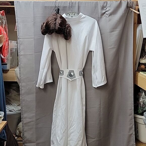 Star Wars Princess Leia 3pc Halloween Costume Wig Dress Belt Women's Medium 8-10 - Picture 4 of 11